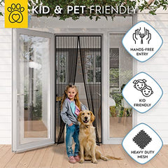 AUGO Magnetic Screen Door - Self Sealing, Heavy Duty, Hands Free Mesh Partition Keeps Bugs Out - Pet and Kid Friendly - Patent Pending Keep Open Feature - 38 Inch x 83 Inch