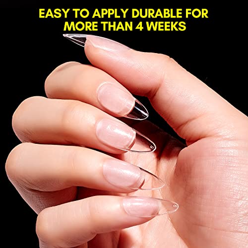 Makartt Almond Nail Tips 500pcs Medium Pre-buffed Full Cover Clear Press on Nails 10 Sizes Soak Off Soft Gel Nail Tips Extension Professional Acrylic Fake Nails No Crease False Nail Salon DIY Nail Art