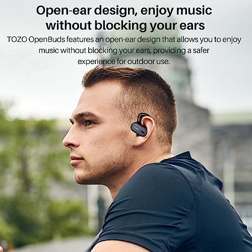 TOZO OpenBuds Lightweight True Open Ear Wireless Earbuds with Multi-Angle Adjustment, Bluetooth 5.3 Headphones with Dual-Axis Design for Long-Lasting Comfort, Crystal-Clear Calls for Driving, Black