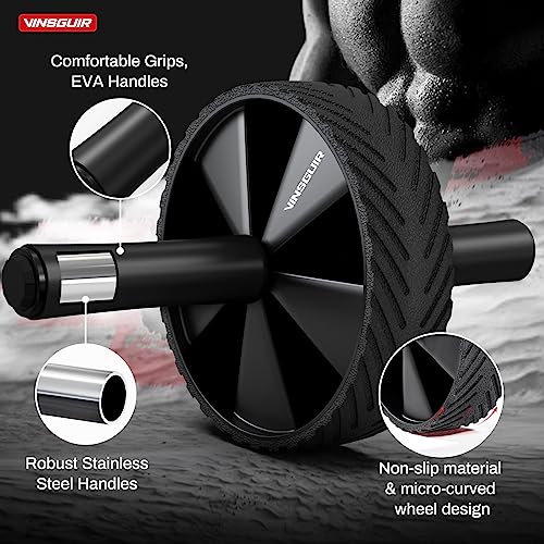 Vinsguir Ab Roller Wheel - Ab Workout Equipment for Difficult Abdominal & Core Strength Training, Home Gym Fitness Equipment, Exercise Wheel for Men Women (Black)