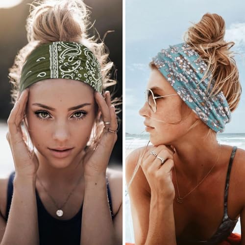 Headbands for Women Boho Elastic Hairbands for Women’s Hair Non Slip Wide Thick Head Band Fashion Soft Fabric Woman Headbands Short Hair Accessories for Women 6 Pack