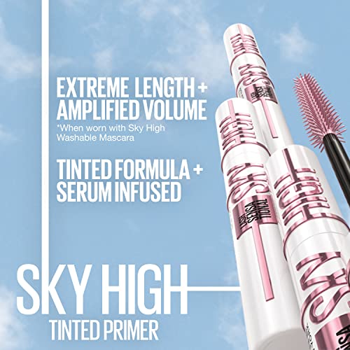 Maybelline Lash Sensational Sky High Serum Infused Lash Primer for Mascara, Lengthening, Thickening, Tinted and Washable Formula, Soft Black, 1 Count