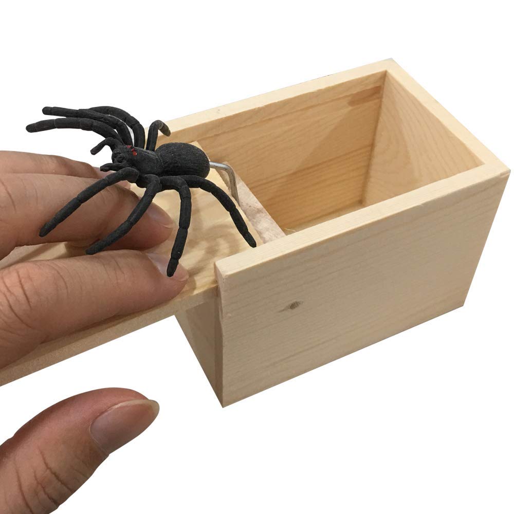 PARNIXS Wooden Spider Prank Box - Handcrafted Money Surprise Box for Adults and Kids [Upgraded Version]