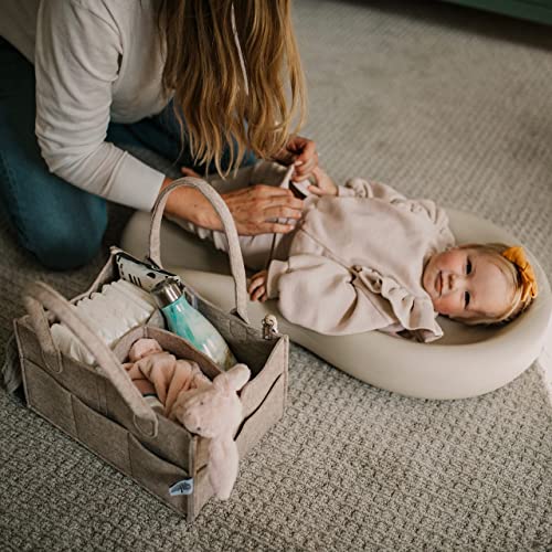 Parker Baby Diaper Caddy - Nursery Storage Bin and Car Organizer for Diapers and Baby Wipes - Oatmeal