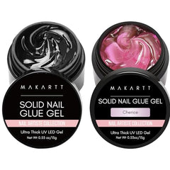 Makartt Gel Nail Glue for Gel Nail Tips, 2pcs Clear & Cherice Solid Nail Glue for Press On Nails Nail Tips Acrylic Nails Solid Builder Nail Gel for Nail Art DIY Home Salon Lamp Curing Needed 15ml