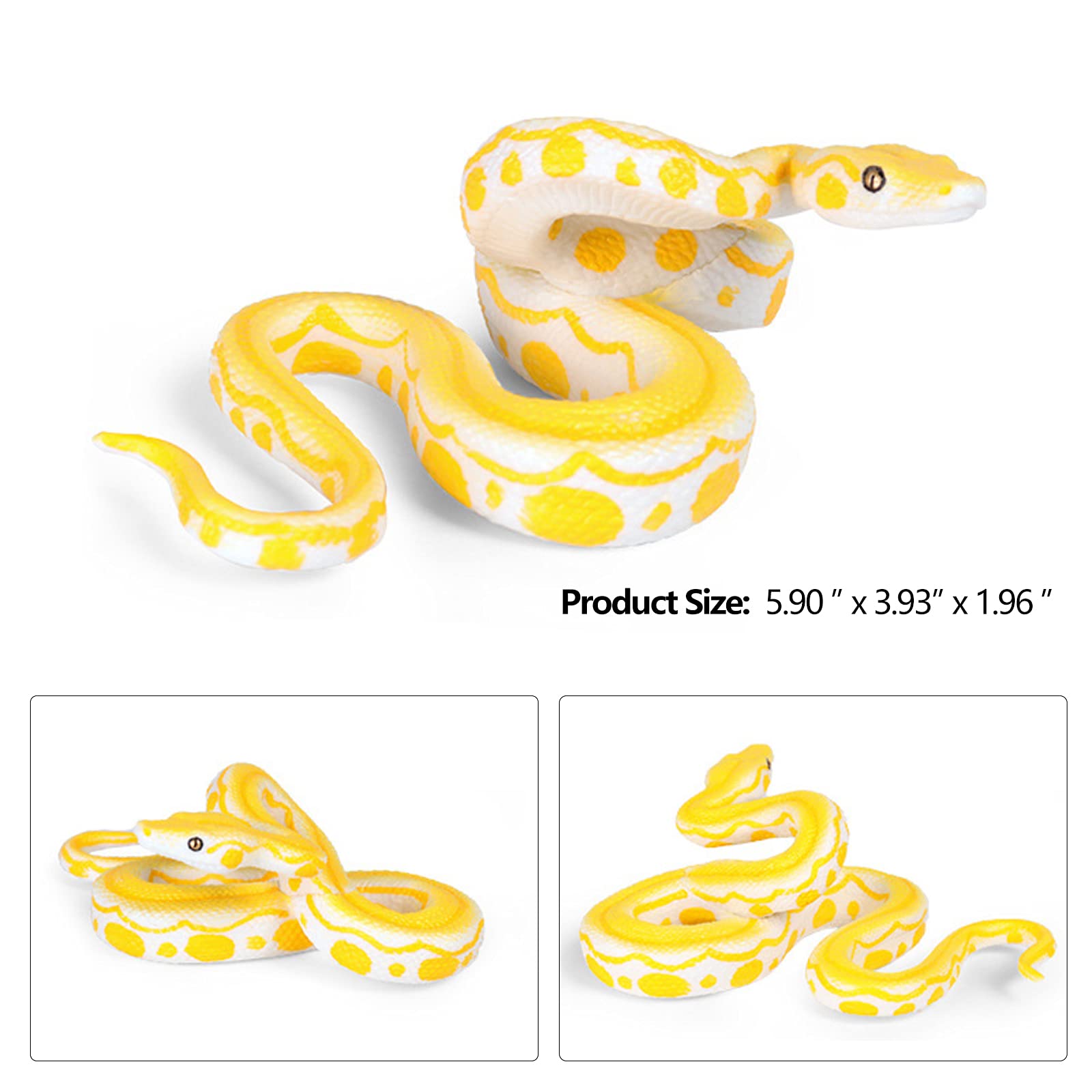 2pcs Realistic Fake Snakes Toy Rubber Snake Figure for Halloween Prank Props Fake Snake Scare Birds and Squirrels, Boa Constrictor Figurines (Pack of 2)