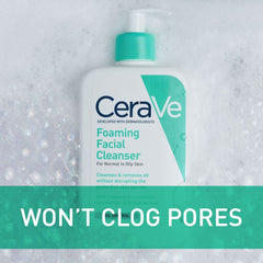 CeraVe Foaming Facial Cleanser | Daily Face Wash for Oily Skin with Hyaluronic Acid, Ceramides, and Niacinamide| Fragrance Free | 16 Fluid Ounce