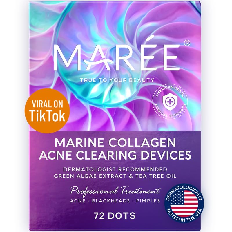 MAREE Acne Сlearing Devices with Natural Green Algae Extract & Tea Tree Oil - Hydrocolloid Acne Therapy Device - Cover and Reduce Zits, Pimples, Blemishes, Spots