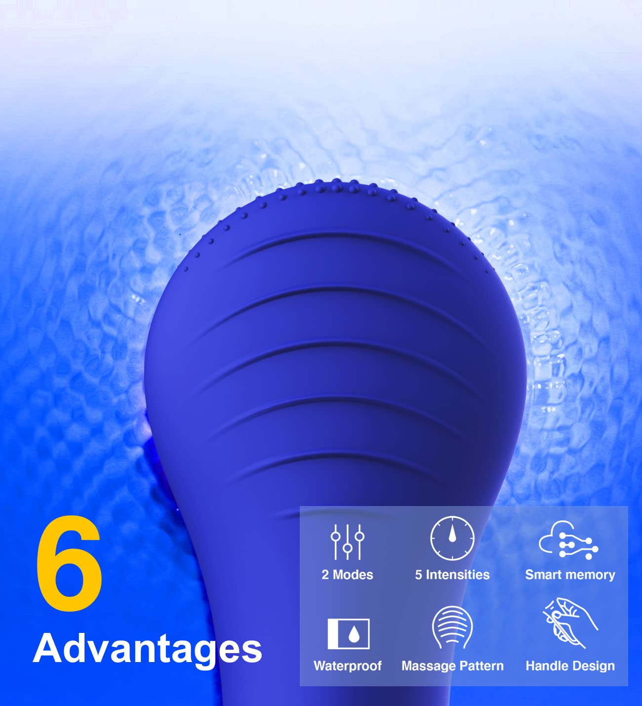 NågraCoola CLIE Facial Cleansing Brush, Waterproof and Rechargeable Face Scrub Brush for Men & Women, Cleansing, Exfoliating and Massaging, Electric Face Scrubber - Blue