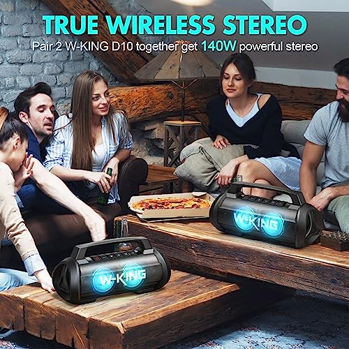 W-KING Bluetooth Speaker Wireless,120W Peak 70W RMS Portable Speakers Bluetooth Loud Party Large Outdoor Waterproof Bluetooth Speaker with Subwoofer/Bass Boost/DSP/Stereo Pairing/42H/Powerbank/MIC in