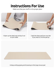 YSAGi Leather Desk Pad Protector, Office Desk Mat, Large Mouse Pad, Non-Slip PU Leather Desk Blotter, Laptop Desk Pad, Waterproof Desk Writing Pad for Office and Home (Eggshell, 23.6" x 13.8")