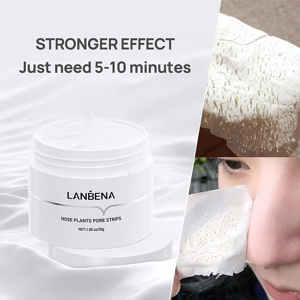 LANBENA Blackhead Mask with 60 pcs Strips, Blackhead Remover Peel off Mask, Nose Plants Pore Cleanser Purifying Face Mask(1.05oz/30g)