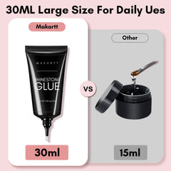Makartt Nail Rhinestone Glue for Nails, Super Strong Gel Nail Glue for Nail Charm 3D Nails Bling Gel for Mother's Day Decoration Gem Nail Art Jewel Diamonds 30ML Cured Need Beauty Gift