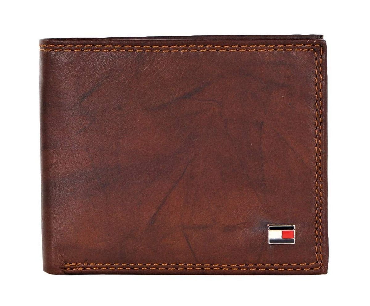 Tommy Hilfiger Men's Passcase Wallet with Multiple Card Slots, Tan Huck, One Size