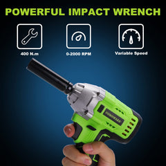 COMOWARE Cordless Impact Wrench 1/2 inch Impact Gun, 300 Ft-lbs (400N.m) Max Torque 4.0Ah Li-ion Battery, 20V Brushless Power Impact Driver Kit with 1 Hour Fast Charger, 10 Pcs Impact Sockets and Bits