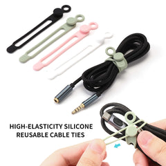 [20Park]UMUST Silicone Cable Ties,Reusable Cable Management Organizer, Multipurpose Elastic Cord Organizer for Bundling and Fastening Cable Cords Wires(black,white,pink,green)