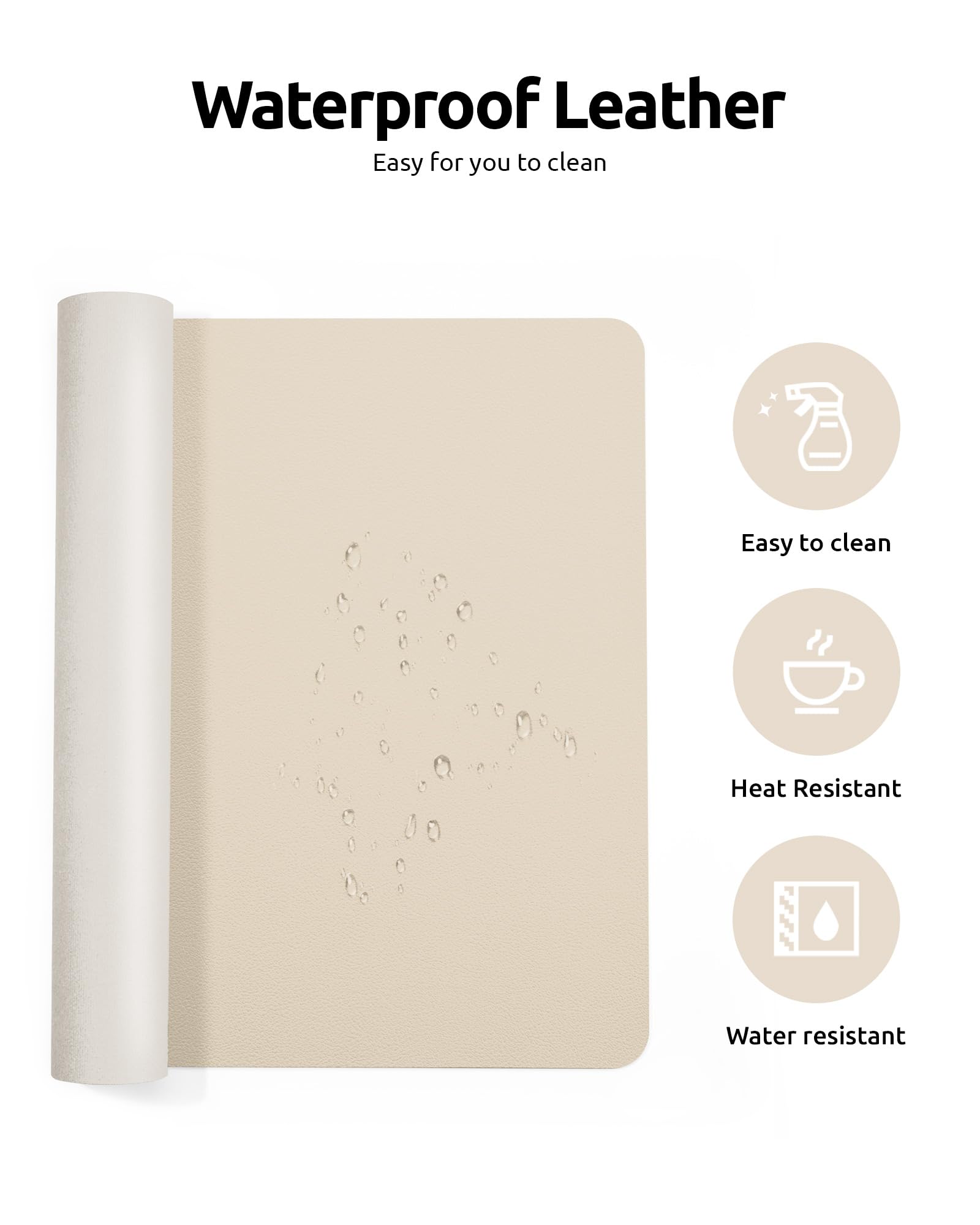 YSAGi Leather Desk Pad Protector, Office Desk Mat, Large Mouse Pad, Non-Slip PU Leather Desk Blotter, Laptop Desk Pad, Waterproof Desk Writing Pad for Office and Home (Eggshell, 23.6" x 13.8")