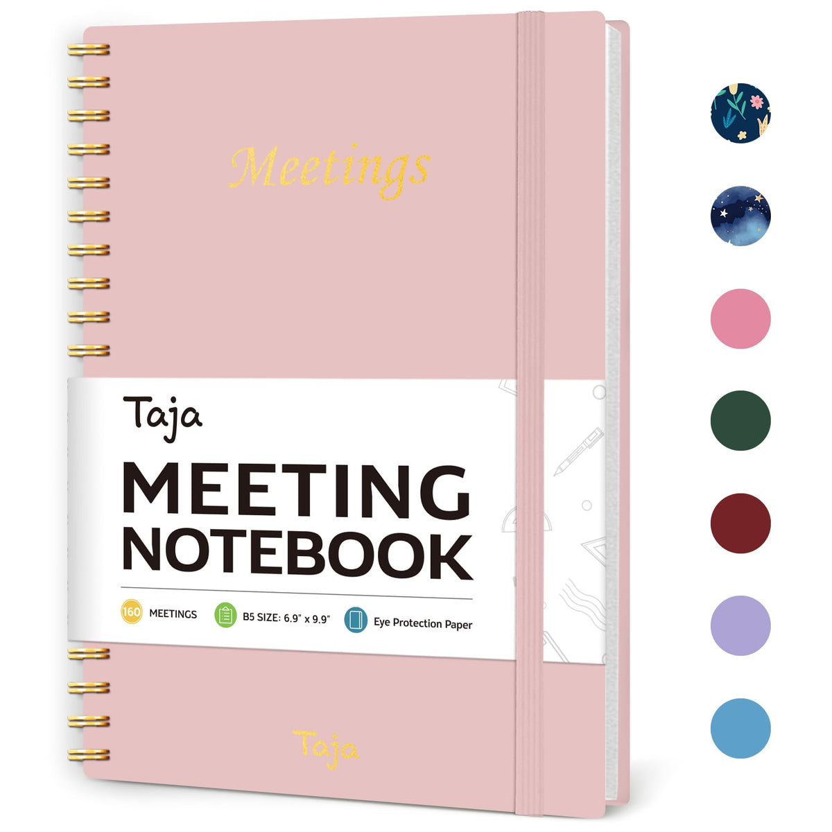 Meeting Notebook For Work Organization - Work Planner Notebook With Action Items, Agenda Planner For Note Taking, 160Pages (6.9" X 9.9") Project Planner For Men & Women - Pink