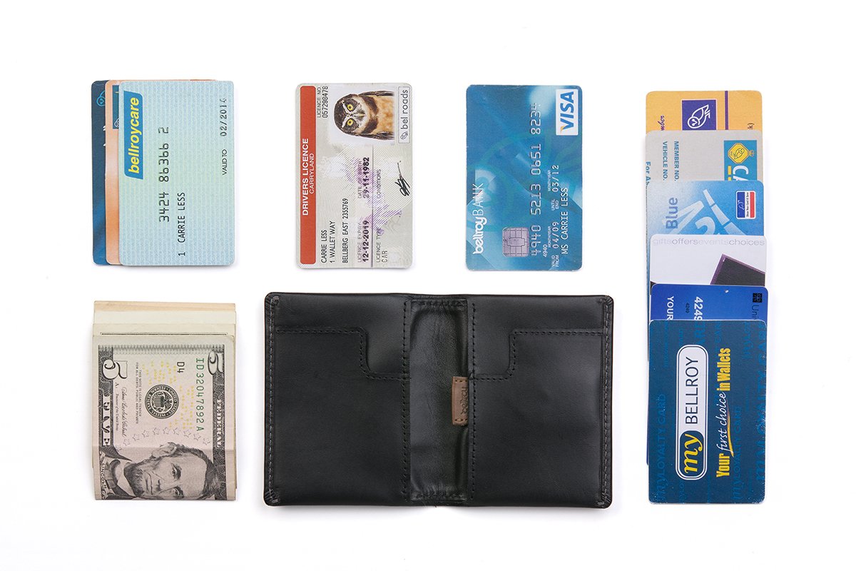 Bellroy Slim Sleeve, slim leather wallet (Max. 8 cards and bills) - Black