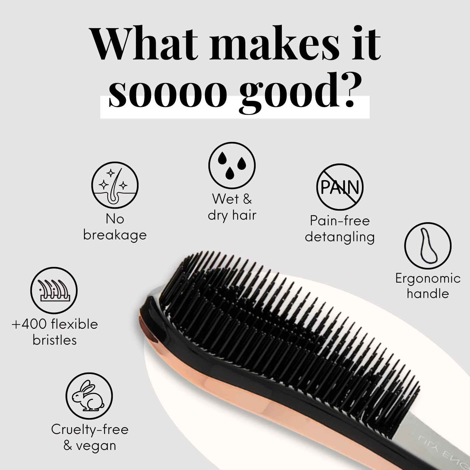 Lily England Detangler Brush for Thick Hair, Curly, Straight & Natural Hair - Gentle Detangling Hair Brush for Women, Kids & Toddlers with Flexible Bristles - Hairbrush for Wet & Dry Hair, Rose Gold