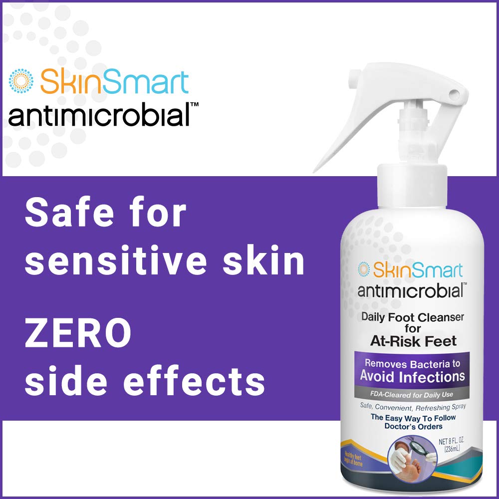 SkinSmart Daily Foot Cleanser for At-Risk Feet, Removes Bacteria to Help Avoid Infections, 8 ounce Spray