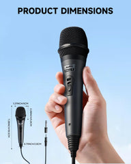 Moukey Karaoke Microphone, Dynamic Microphone with 13 ft Cable, Metal Handheld Cardioid Wired Mic, XLR Microphone for Singing/Stage/Chrismas,Compatible w/Karaoke Machine/PA System/Amp/Mixer, Grey