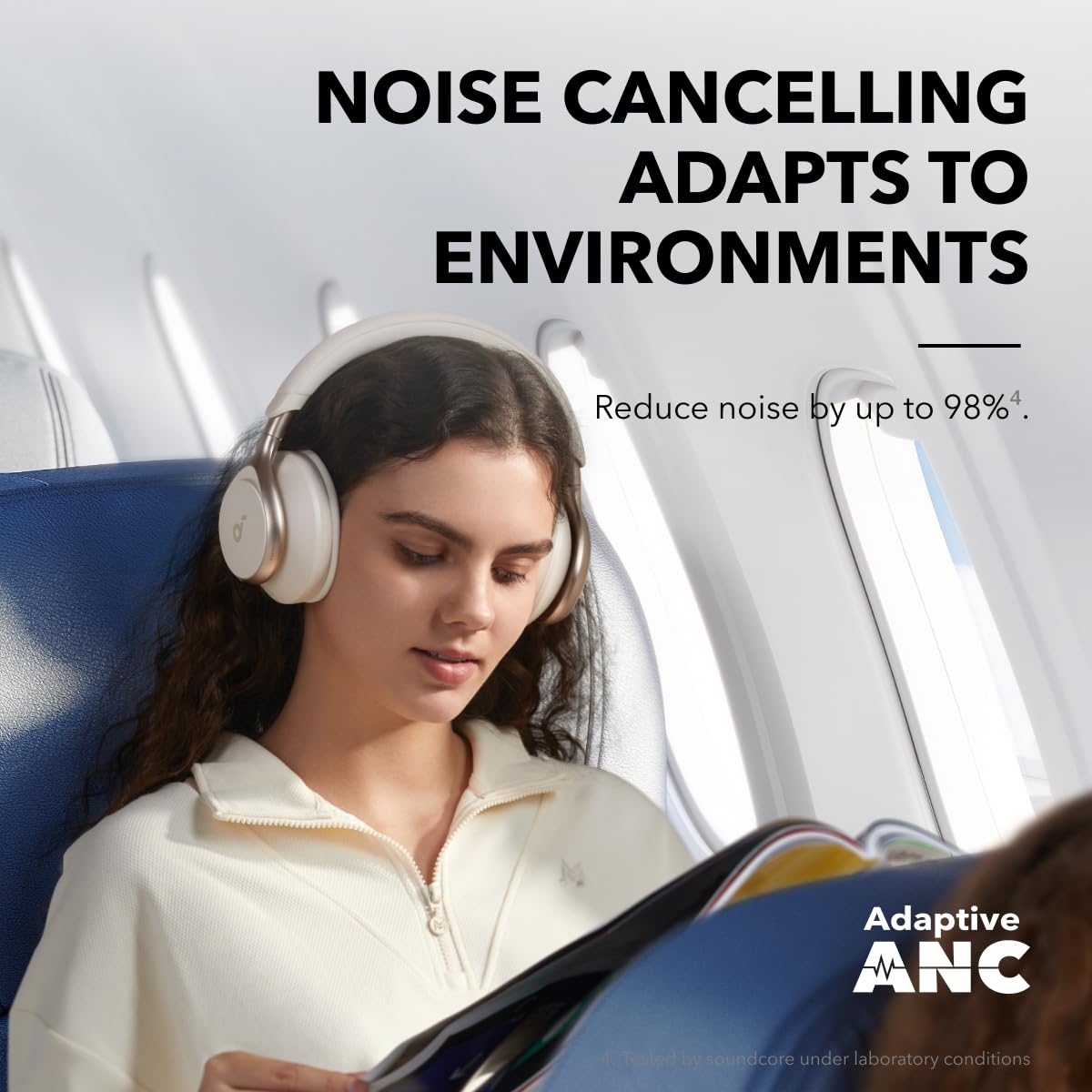 Soundcore by Anker, Space One, Active Noise Cancelling Headphones, 2X Stronger Voice Reduction, 40H ANC Playtime, App Control, LDAC Hi-Res Wireless Audio, Comfortable Fit, Clear Calls, Bluetooth 5.3