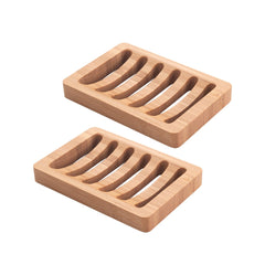 AmazerBath Soap Holder Soap Dish, Bamboo Soap Dish, 2 Pack Wood Soap Holder, Bar Soap Holder for Shower, Soap Tray Self Draining, Soap Saver for Shower, Bathroom, Kitchen(Natural Color)