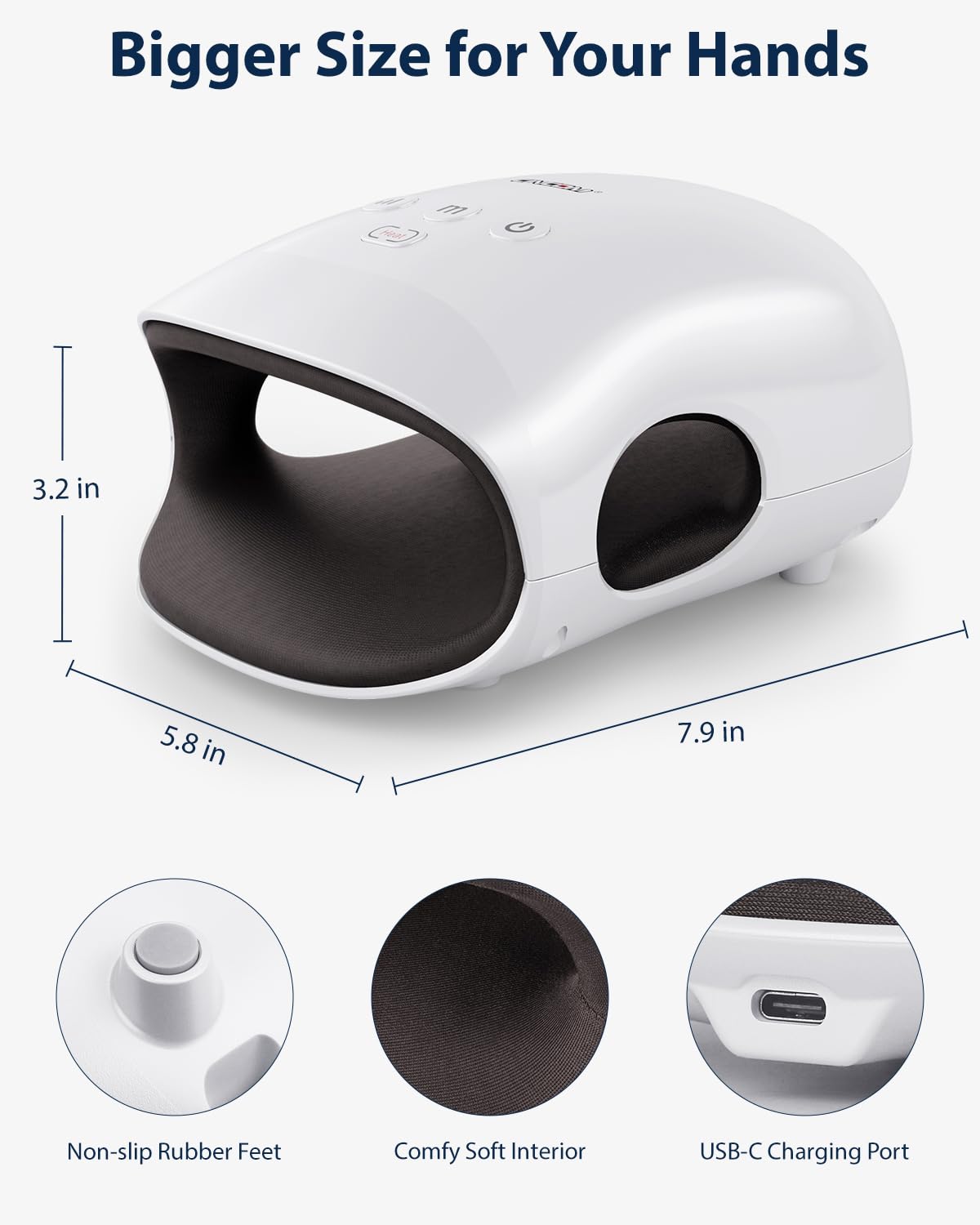 CINCOM Cordless Hand Massager with Heat and Compression for Arthritis and Carpal Tunnel(FSA or HSA Eligible) (White)