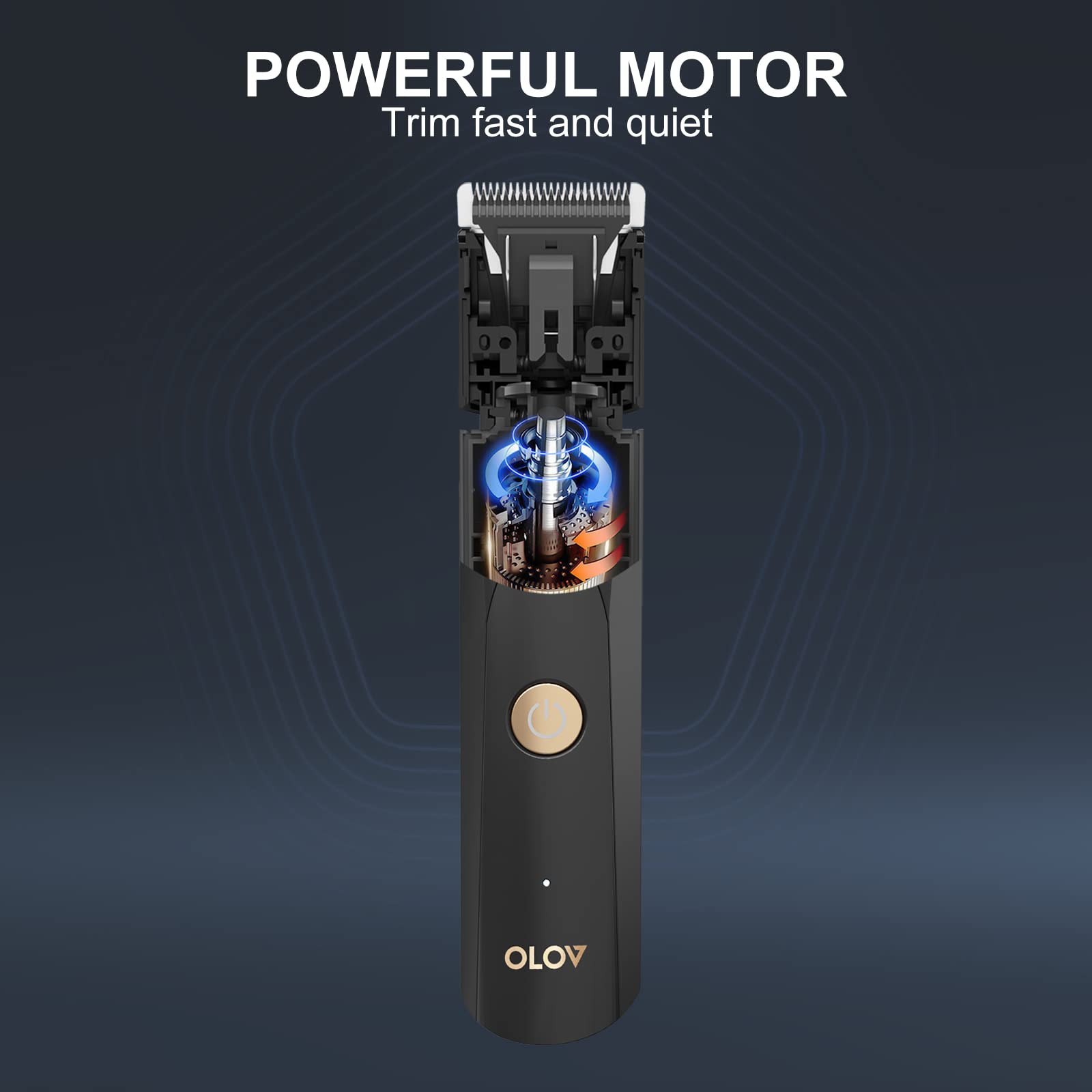 OLOV Electric Body Hair Trimmer for Men - Wet/Dry Body Shaver Groomer with 2 Repalcement Ceramic Blade, USB Recharge Dock & Nosetrimmer Head, Waterproof Male Hygiene Razor