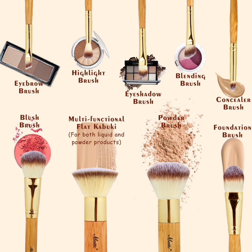 Matto Makeup Brushes 9-Piece Makeup Brush Set Foundation Brush with Travel Makeup Bag