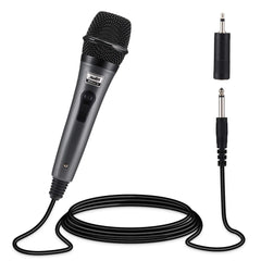 Moukey Karaoke Microphone, Dynamic Microphone with 13 ft Cable, Metal Handheld Cardioid Wired Mic, XLR Microphone for Singing/Stage/Chrismas,Compatible w/Karaoke Machine/PA System/Amp/Mixer, Grey