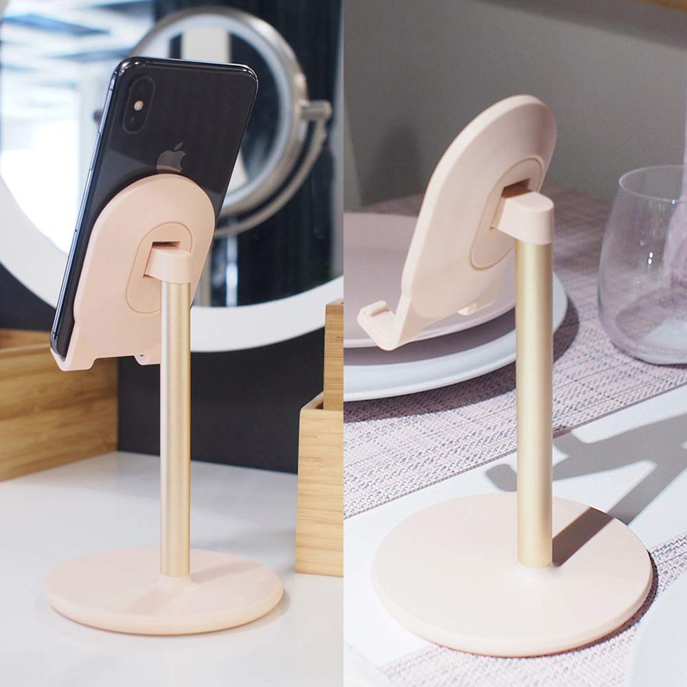 Bright Stone Phone Stand for Desk, Adjustable Cell Phone Holder for Desk, Compatible with 4"-12.9" Phones/Tablet/iPhone/iPad/Switch (Pink)