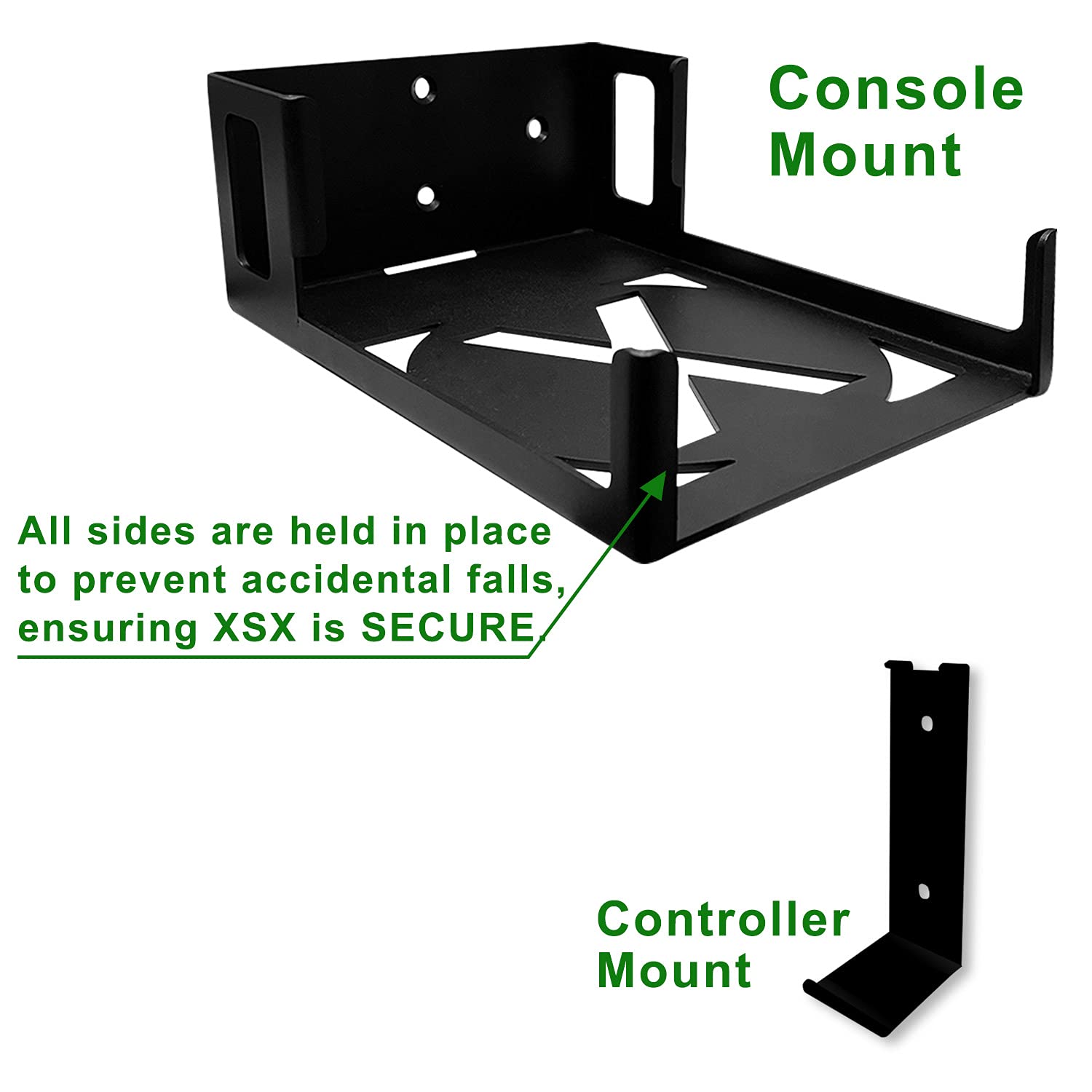 Wall Mount for Xbox Series X (Mount The Console & Accessories on Wall Near or Behind TV with Power Button Front/Left/Right), Wall Shelf Bracket Kit for XSX System