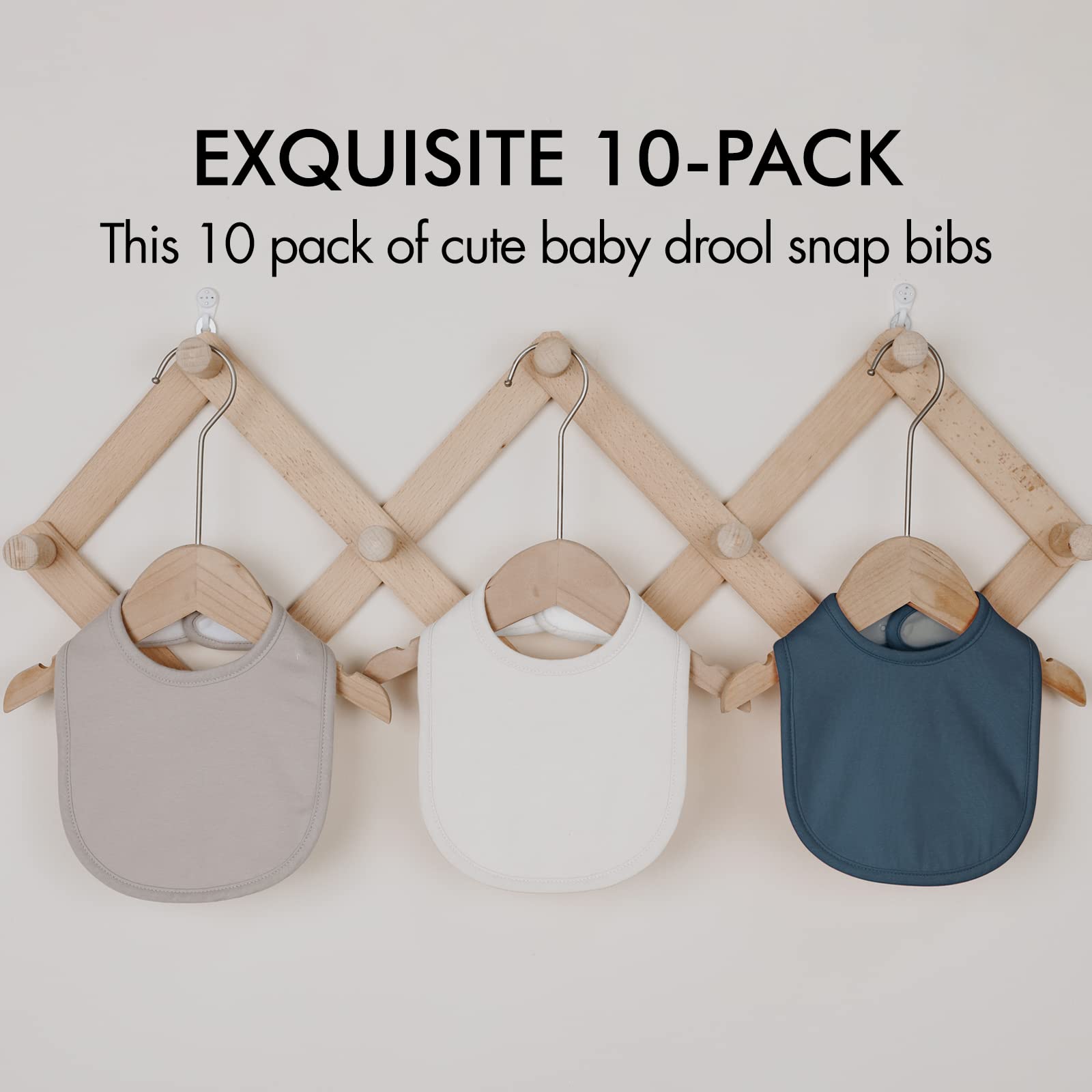 10 Pack Cotton Snap Bibs for Baby Boy Girl, Super Soft Drool Bibs for Teething and Feeding