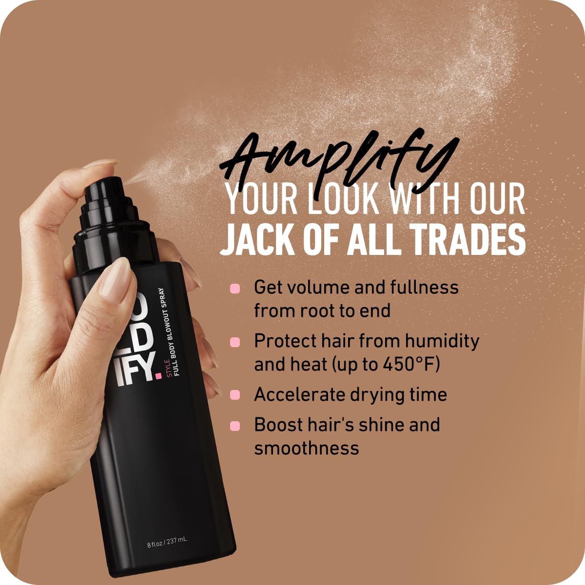 Boldify Full Body Blowout Spray - Volumizing Hair Product for Mega-Volume Blowouts, Heat Protectant Spray, Hair Thickening Spray for Fine, Thin Hair - Hair Volumizer and Blow Dry Spray for Men & Women