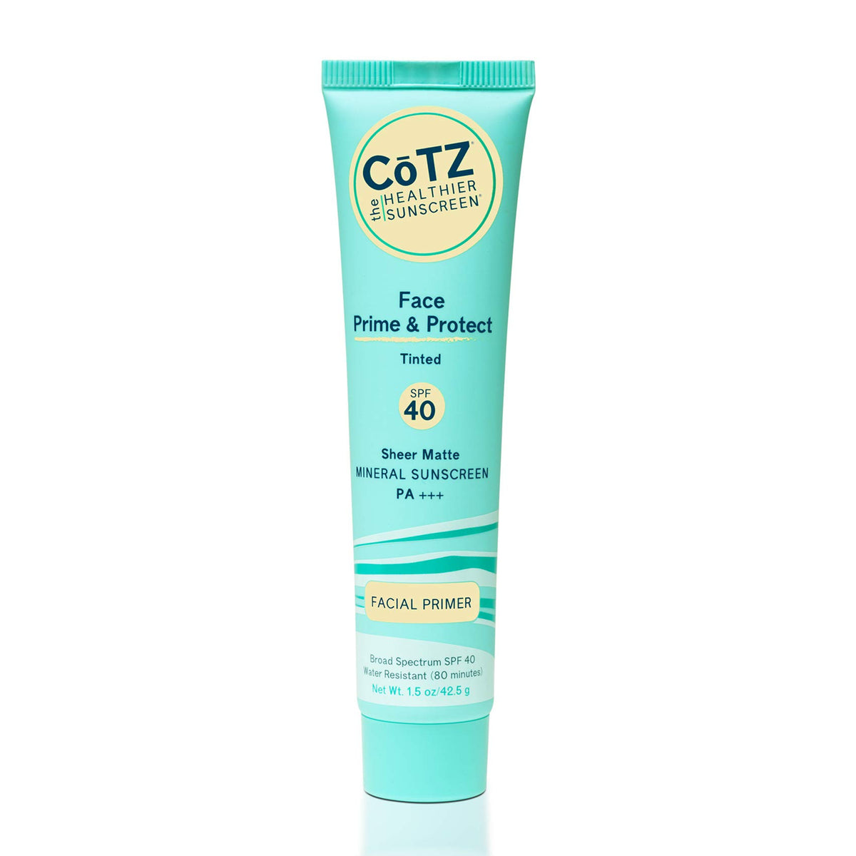 COTZ Face Prime & Protect Tinted Mineral Sunscreen and Facial Primer Broad Spectrum SPF 40; PA+++ 1.5 oz / 42.5 g.