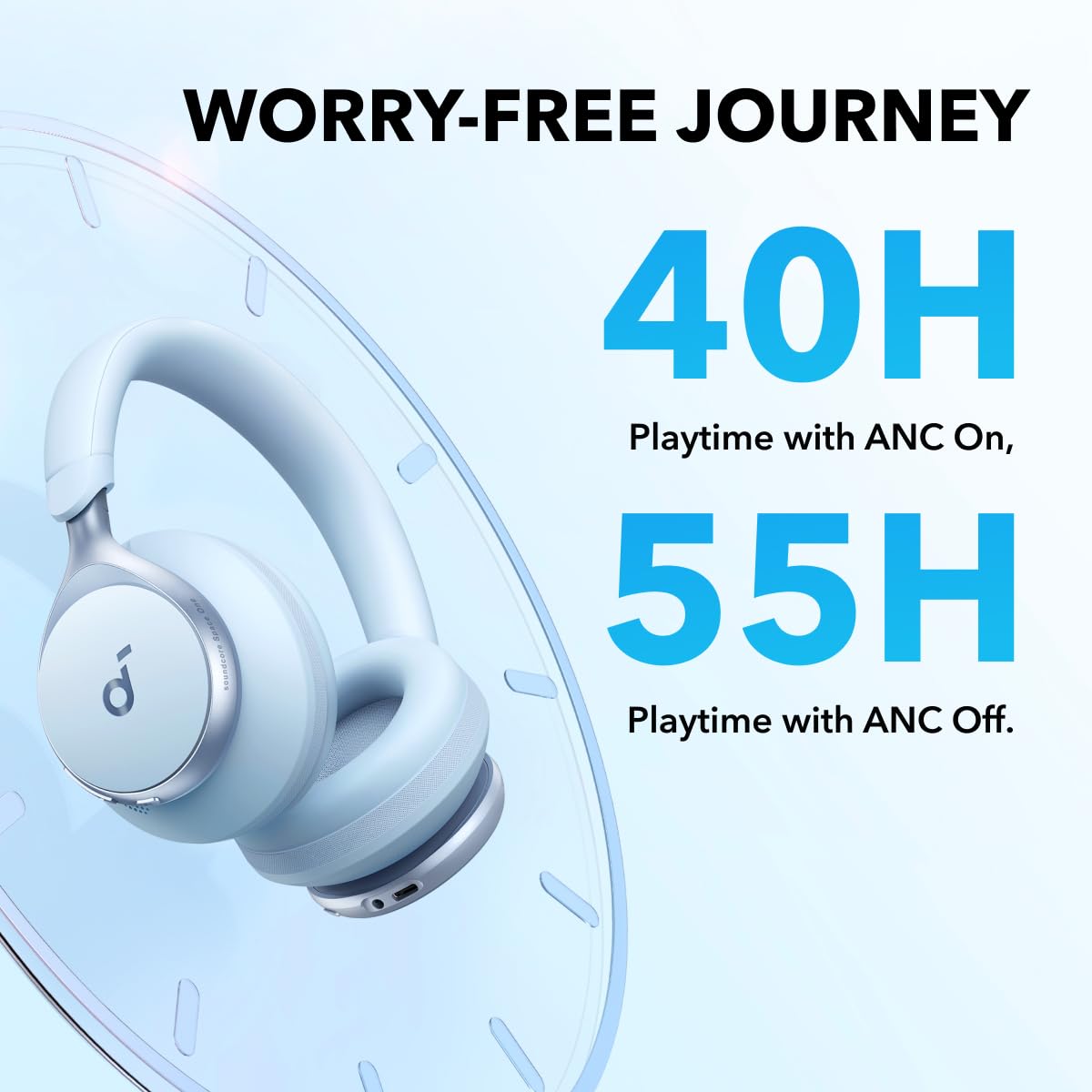 Soundcore by Anker, Space One, Active Noise Cancelling Headphones, 2X Stronger Voice Reduction, 40H ANC Playtime, App Control, LDAC Hi-Res Wireless Audio, Comfortable Fit, Clear Calls, Bluetooth 5.3