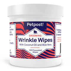 Petpost | Bulldog Wrinkle Wipes for Dogs - Cleans and Soothes Pug Wrinkles and Folds - Ultra Soft Cotton Pads in Coconut Oil Solution 100 ct.