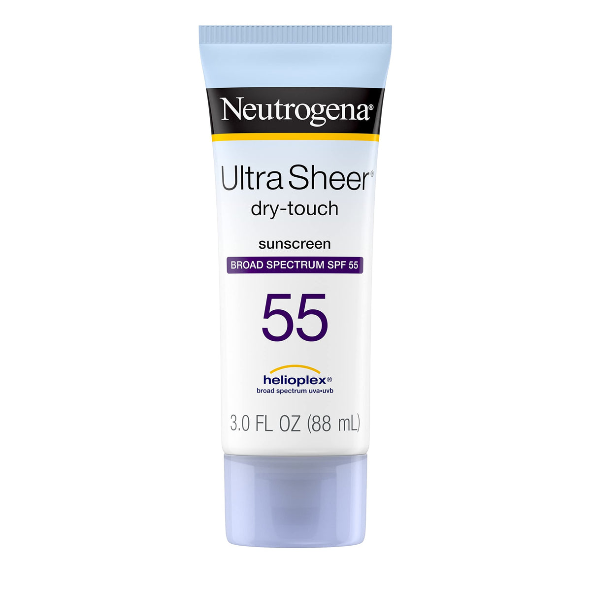 Neutrogena Ultra Sheer Dry-Touch Sunscreen Lotion, Broad Spectrum SPF 55 UVA/UVB Protection, Lightweight Water Resistant Face & Body Sunscreen, Non-Greasy, Travel Size, 3 fl. oz