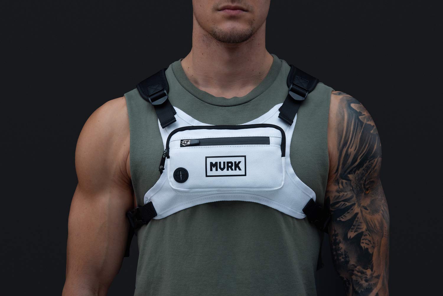 MVRK Water Resistant Chest Pack - Lightweight Running For Workouts, Phone Holder With Extra Storage, Minimalist Vest, Backpack Bag Belt (White)