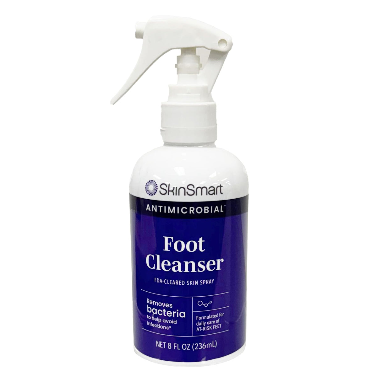 SkinSmart Daily Foot Cleanser for At-Risk Feet, Removes Bacteria to Help Avoid Infections, 8 ounce Spray