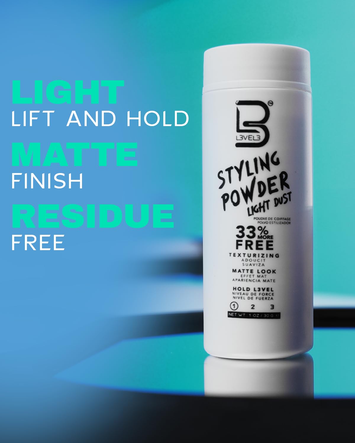 L3 Level 3 Light Hold Styling Powder - Natural Matte Hairstyle - Texturizing and Volumizing (30 Grams)