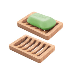 AmazerBath Soap Holder Soap Dish, Bamboo Soap Dish, 2 Pack Wood Soap Holder, Bar Soap Holder for Shower, Soap Tray Self Draining, Soap Saver for Shower, Bathroom, Kitchen(Natural Color)