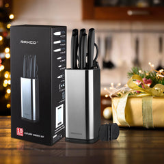 RAXCO 10-in-1 Knife Set -5 Kitchen Knifes,5 Kitchen Gadgets.Perfect for small kitchen,cuchillos para cocina(Black)