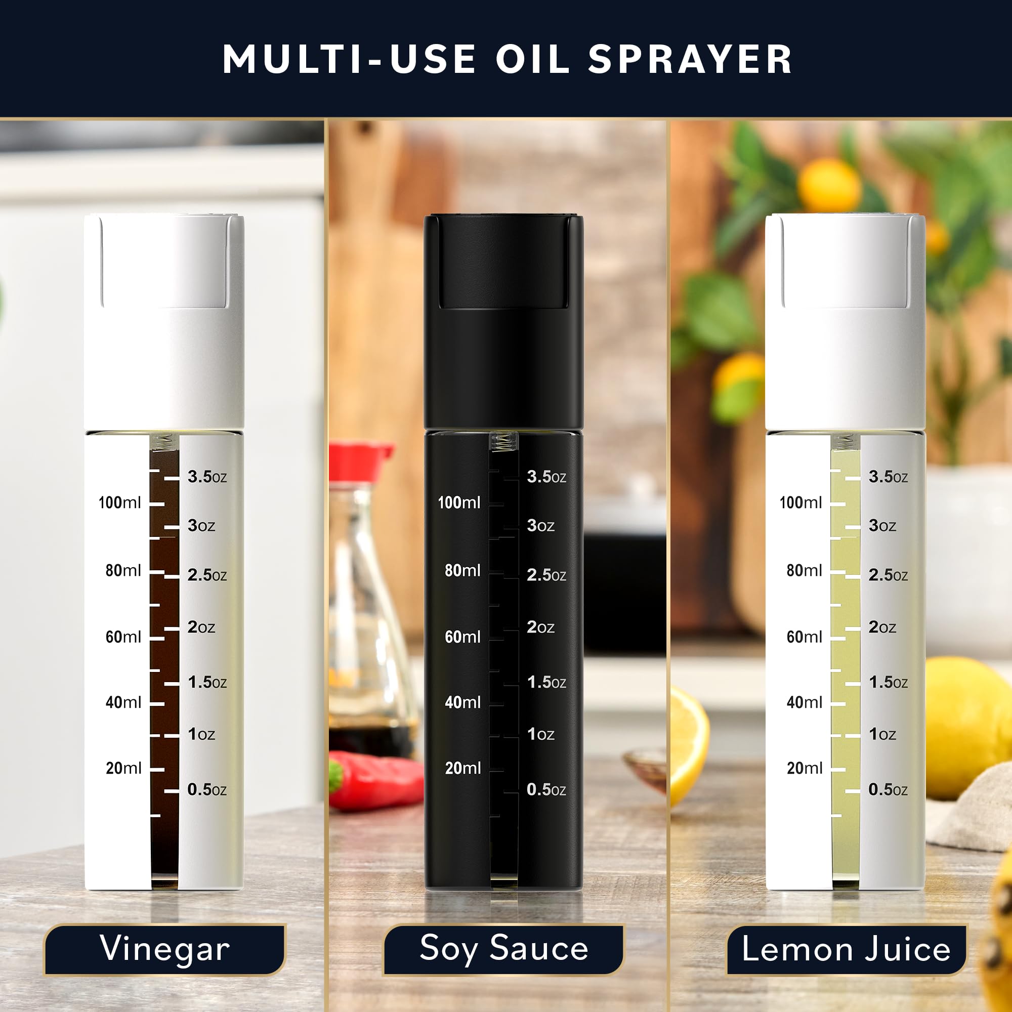 Home Hero 2 Pcs Oil Sprayer for Cooking - 120 ml Olive Oil Sprayer for Cooking - Olive Oil Spray Bottle for Cooking with Funnel & Cleaning Brush (Black & White Oil Spray)