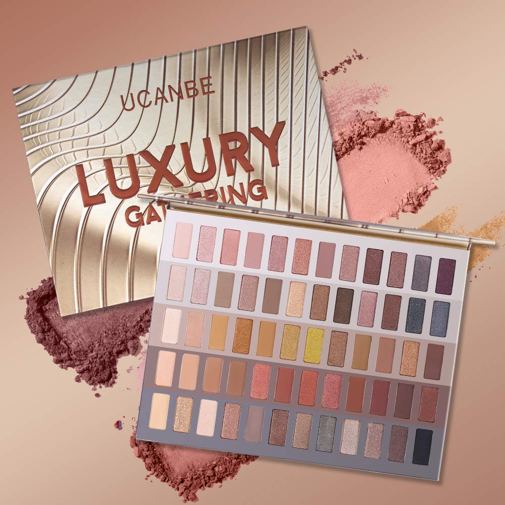 UCANBE Luxury Gathering Neutral Eyeshadow Makeup Palette, Naked Shimmer Matte Metallic Glitter Subtle Eyes Shadow,High Pigmented Nudes Creamy Smokey Pallet Set