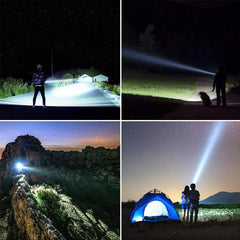 YIERBLUE Rechargeable Spotlight, Super Bright 1000,000 Lumen LED Handheld Spotlight 10000mAh Long Lasting Large Flashlight Searchlight and Flood Camping Flashlight with Foldable Tripod(Silver)