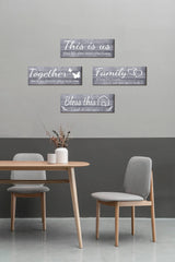 Joyhawk 4 Pieces Wall Decor Signs, THIS IS US, TOGETHER, BLESS THIS HOME, FAMILY Rustic Wooden Farmhouse Wall Art Décor For Living Room Bedroom Kitchen, , 4.7 x 13.8 Inch(Grey)