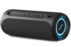 Portable Speaker, Wireless Bluetooth Speaker, IPX7 Waterproof, 25W Loud Stereo Sound, Bassboom Technology, TWS Pairing, Built-in Mic, 16H Playtime with Lights for Home Outdoor - Black